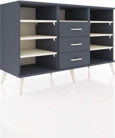 Resim Hyperion Konsol 7 Raflı 3 Çekmeceli 132x44x83 Antrasit-aytaşı/antrasit Aytaşı/antrasit 
