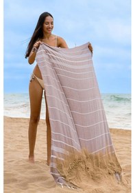 Resim Sultan Peştemal Havlu 100 Pamuklu Deniz Plaj Banyo Peştemali 100x180 Cm Kahverengi 