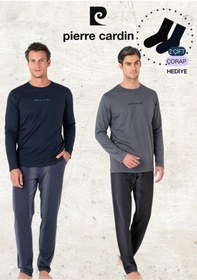 Resim Pierre Cardin Erkek %100 Pamuk Uzun Kollu Lisanslı Koyu Gri & Lacivert İki Adet Pijama Takımı L1.pc.6095.002-koyu Gri - Lacivert-2xl Çok Renkli 