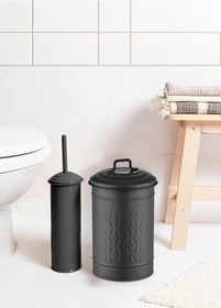 Resim The Mia Prizma Çöp Kovası & Tuvalet Fırçası Seti Siyah 