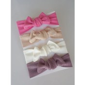 Resim Swan Butik Kız Çocuk Bebek Bandana Toka Seti 4'lü Pembe Krem Bej Mürdüm 