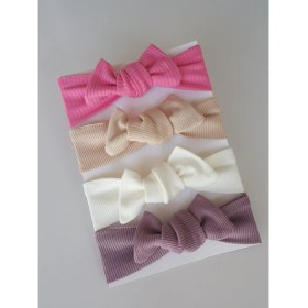 Resim Swan Butik Kız Çocuk Bebek Bandana Toka Seti 4'lü Pembe Krem Bej Mürdüm 