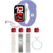 Resim General Mobile Gm 20 Uyumlu Lila Akıllı Saat Watch 10 Mini Kordon Hediyeli Amoled Ekran 41MM 