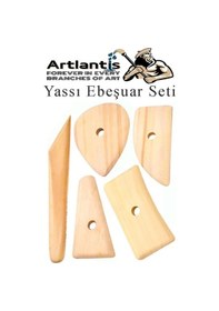 Resim Yassı Ebeşuar 5 Li 1 Paket Seramik Çömlek Kil Heykel Kazıyıcı Şekillendirme Aleti Ahşap Kil Modelleme Şekillendirici 