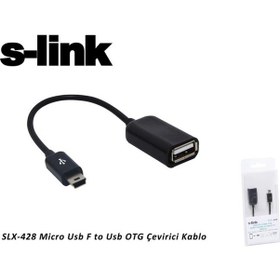 Resim S-Link Slx-428 Mini Usb 5 Pin To Usb 2.0 Erkek-Dişi Siyah Otg Kab 