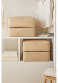 Resim Home Wave 8'li Büyük Boy Bej Pötikare Baza Altı Hurç Set 62 X 46 X 22 Cm Bej 