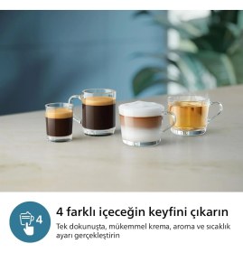 Resim Philips 2300 Serisi Lattego Tam Otomatik Espresso ve Cappuccino Makinesi Silentbrew Sessiz Teknoloji Siyah ve Çekirdek Kahve 
