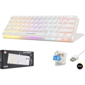 Resim Hadron G508B Mekanik Oyuncu Klavyesi %60 Mini - RGB Blue Switch Q Beyaz 