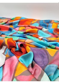 Resim Desenli İpek Saten Kumaş 