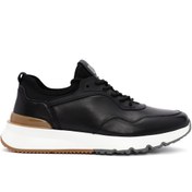 Resim Derimod Erkek Siyah Bağcıklı Kalın Tabanlı Deri Casual Sneaker,Kışlık Spor Ayakkabı 25WFD690718 