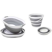 Resim HOBBY LİFE Gri Katlanabilir Çamaşır Sepeti Katlanır Kova 2li Set 