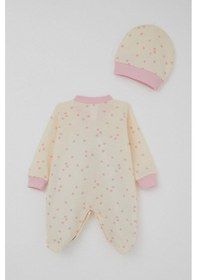 Resim Breeze Kız Bebek Patikli Tulum Çiçek Desenli 0-6 Ay, Krem Krem 