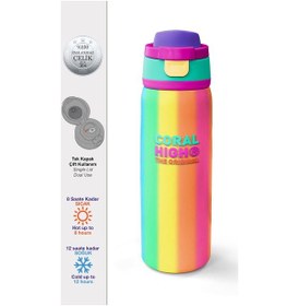 Resim Coral High Çok Renkli Desenli Pipetli Ve Direkt İçim Çelik Termos 800 Ml 38535 Çok Renkli 