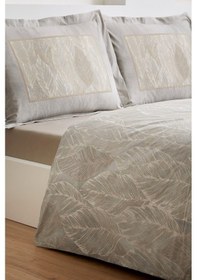 Resim Özdilek Folha De Ouro Çift Kişilik Fitted Çarşaflı Nevresim Takımı Bej Bej 