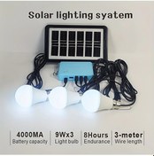 Resim Gaojunshop01 Mavi Solar Şarjlı 3 Ampul 3w Güneş Panelli Acil Aydınlatma Seti 
