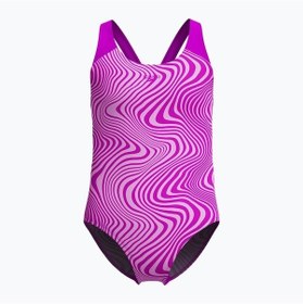 Resim Speedo Dijital Allover Sıçrama Önleyici Diva Kız Çocuk Mayosu Mor Mor 
