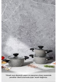 Resim Emsan Fortis Granit 6 Parça Midi Tencere Seti Gri Gri 
