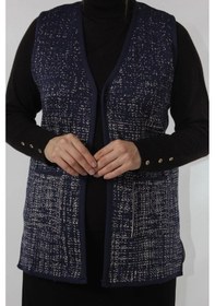 Resim Moda Berray Y366 Mavi-beyaz Mozaik Desenli Cepli Mevsimlik Anne Yelek Mavi-beyaz 