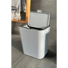 Resim PremiumPort Pratik 6 Lt Banyo ve Mutfak Tezgah Üstü Çöp Kovası Gri 