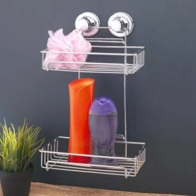 Resim Evistro Vakumlu Banyo Duvar Rafı Şampuanlık 2 Katlı 