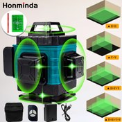 Resim 16 Hatlı Yeşil Lazer Seviye Kit, 4×360° Otomatik Düzeltme Hassas Ölçüm Aracı ve USB Batarya Dahil 