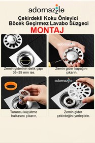 Resim adornazzle Koku Önleyici Gider Süzgeci, Böcek Önleyici Lavabo Gider Aparatı, Duş Gideri Koku Önleyici 