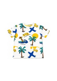 Resim Beniizle Desenli Erkek Çocuk Pijama Takım Beyaz 