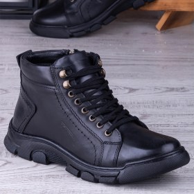 Resim Ghattix Kışlık Erkek Bot Fermuarlı Deri Kauçuk Tabanlı Rahat Günlük Kullanım İçin 
