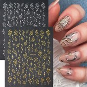 Resim Gotik Yılan Tırnak Sanatı Stickerları - Kendinden Yapışkanlı, Parıldayan Altın ve Gümüş Bitiş, Uygulaması Kolay, Festival ve Partiler için Uzun Süre Kalıcı DIY Manikür 
