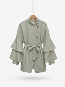 Resim ÇALIŞKAN MODA FIRFIR KATLI KOLLU DİK YAKA KUŞAKLI SALAŞ TESETTUR TUNİK [75 cm , geniş kalıp] 