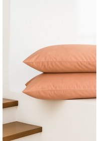 Resim Vevra 2 Li Düz Turuncu Renk Yastık Kılıfı Pamuklu Kumaş Fermuarlı Gri 