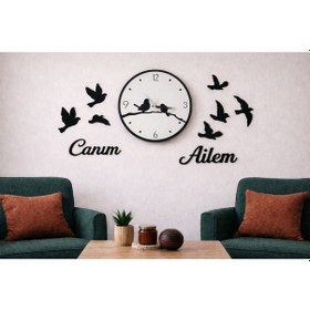 Resim Duvar Saati 40 Cm Kuş Temalı 8 Adettir No 104 Çok Renkli 