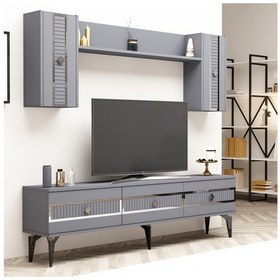 Resim Nora Tv Ünitesi Takımı Antrasit-gümüş 