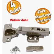 Resim Krom Düz Pistonlu Menteşe, Mutfak ve Kiler Kapakları Için 4'lü Set 