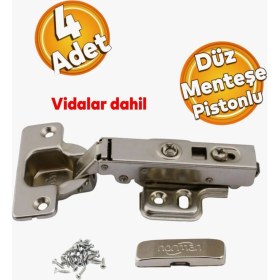 Resim Krom Düz Pistonlu Menteşe, Mutfak ve Kiler Kapakları Için 4'lü Set 