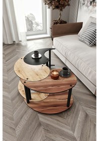 Resim Yin Yang Unity Serenity Orta Sehpa 3 Lü Meşe Ceviz Siyah 70 Cm Meşe 