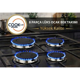 Resim Universal 8 Parça Esco Kumtel Arçelik Uyumlu (Profilo-Siemens-Bosch UYUMSUZ) Fırın Ocak Bek ve Kapak Takımı 