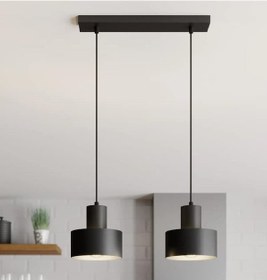 Resim Mylights Retro Rustik Modern Spor Sıralı İli Sarkıt Masa Ustu Avize 30 Cm Kasa Siyah 