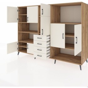 Resim Kronos Dolap 10 Raflı 4 Çekmeceli 8 Kapaklı 220x59x163 Çam-aytaşı Çam-aytaşı 