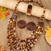 Resim El Yapımı Bohem Ahşap Boncuk Kolye - Boncuk, Kristaller ve Şanslılar ile Çok Katmanlı Vintage Takı, Gençlerin Modası, Seyahat ve Festivite Aksesuarlar, Bohem Takı, Seyahat Aksesuarı, Boho Şık Stil, Doğal Ahşap Kaplama, Gençler İçin 
