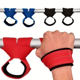 Resim 1 Çift Ayarlanabilir Kaymaz Spor Salonu Kaldırma Bilek Askıları - Ağırlık Kaldırma ve Güç Antrenmanı için Güvenli Kanca ve Döngü Kapama ile Siyah Polyester Fitness Eğitim Yardımcı Bileklikler 