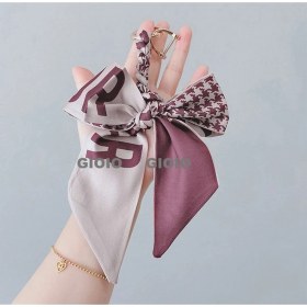 Resim Silver1 Gıoıo Yeni Ipek Eşarp Anahtarlık Kişiselleştirilmiş Inci Papyon Çanta Çekicilik Dokuma Anahtarlık (Yurt Dışından) 