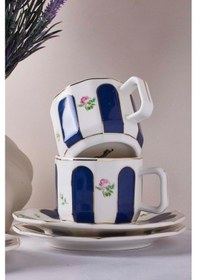 Resim Perotti Acem 6 Kişilik 12 Parça Porselen Kahve Takımı Mavi 16855 Mavi 