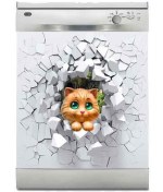 Resim Jasmin2020 Bulaşık Makinası Sticker Kaplama Etiketi Şirin Kedi 