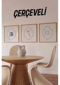 Resim Ahşap Çerçeveli Mdf Kare Tablo Seti Mutfak Için 42 X 42 Çerçeveli Kr4043 