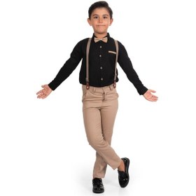 Resim Mnk Baby & Kids Oxford Gömlek Uzun Pantolon Erkek Çocuk Takımı Siyah 