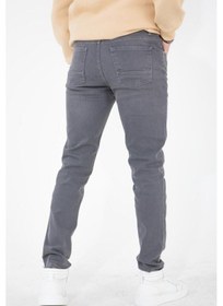 Resim Erkek Gri Slim Fit Taşlamalı Kot Pantolon Hlthe001942 