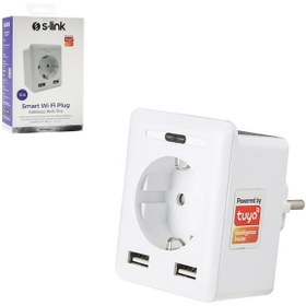Resim Genel Markalar Sl-04 Akıllı Priz Wi-fi Tuya Destekli 10a 2.4ghz 2xusb 