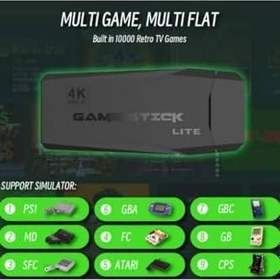 Resim Vooka Oyun Konsolu 2.4G Kablosuz Çift Kol Nostaljik Oyunlar 4K Game Stick 10.000 Oyun Atari Gaming Atari 