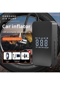 Resim 65w Type-c Kablosuz Araç Lastik Şişirme Pompası, Basınç Ölçerli, Powerbank Özellikli-1498 Gri 